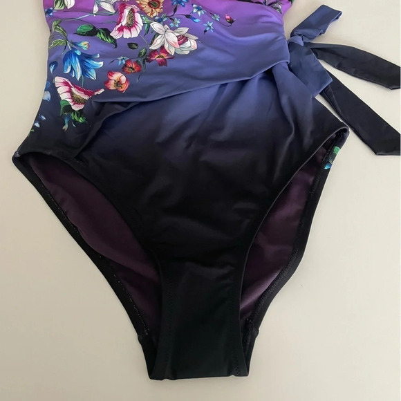 Johnny Was Ombré Garden Wrap One Piece Bathing Suit XS Multi Flowers V Neck - Picture 5 of 14